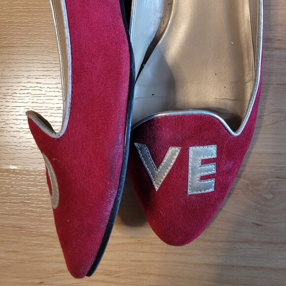 Red Suede Flats - Picture 3 of 4